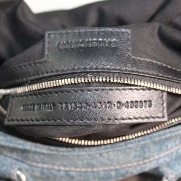 Balenciaga  Bag Girly Allover Denim Shoulder Bag Crossbody Top Handle Rivets - Picture 3 of 14